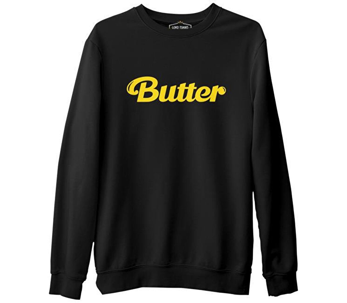 BTS - Butter Siyah Erkek Kalın Sweatshirt