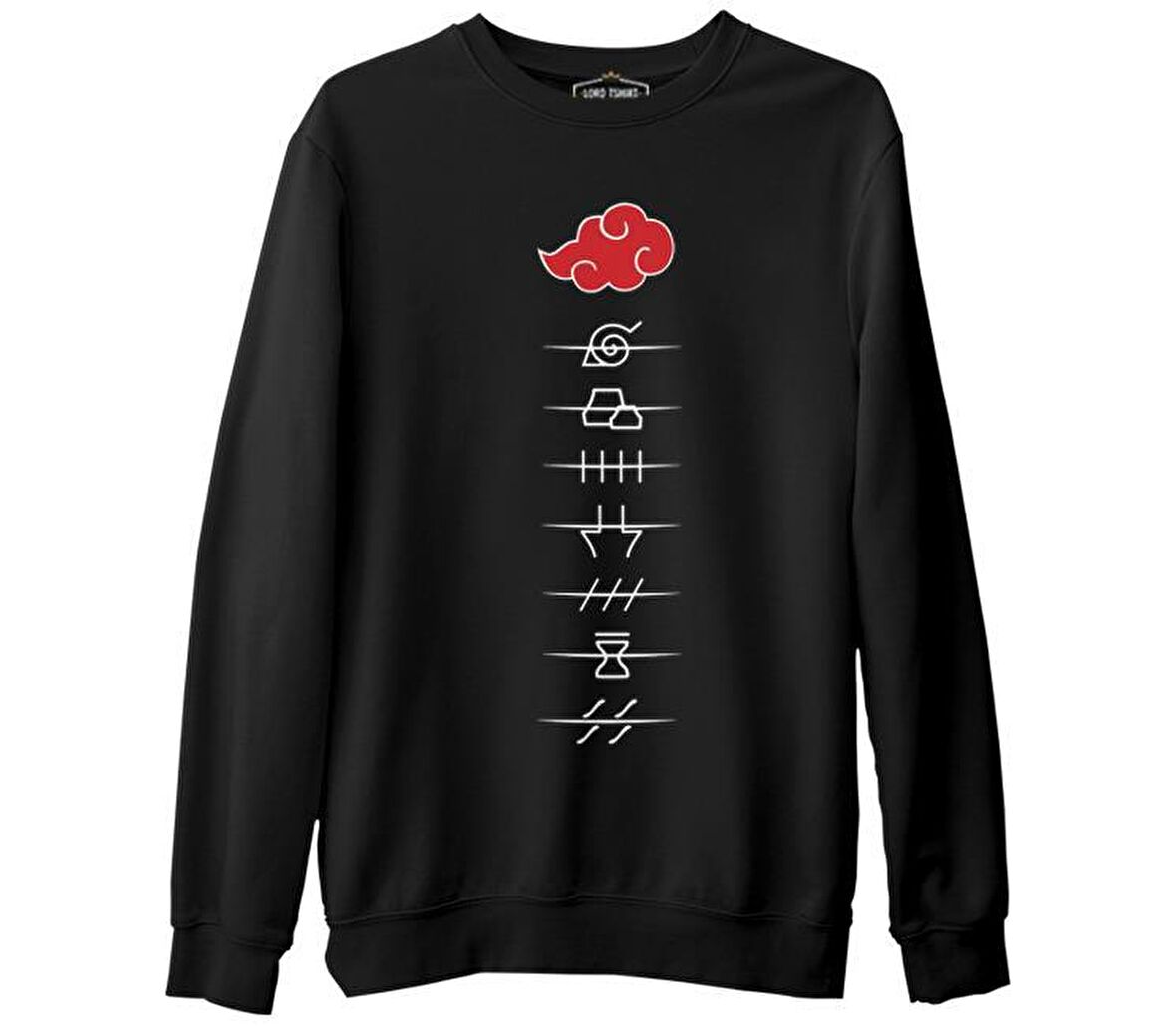 Naruto - Hidden Villages Akatsuki Siyah Erkek Kalın Sweatshirt