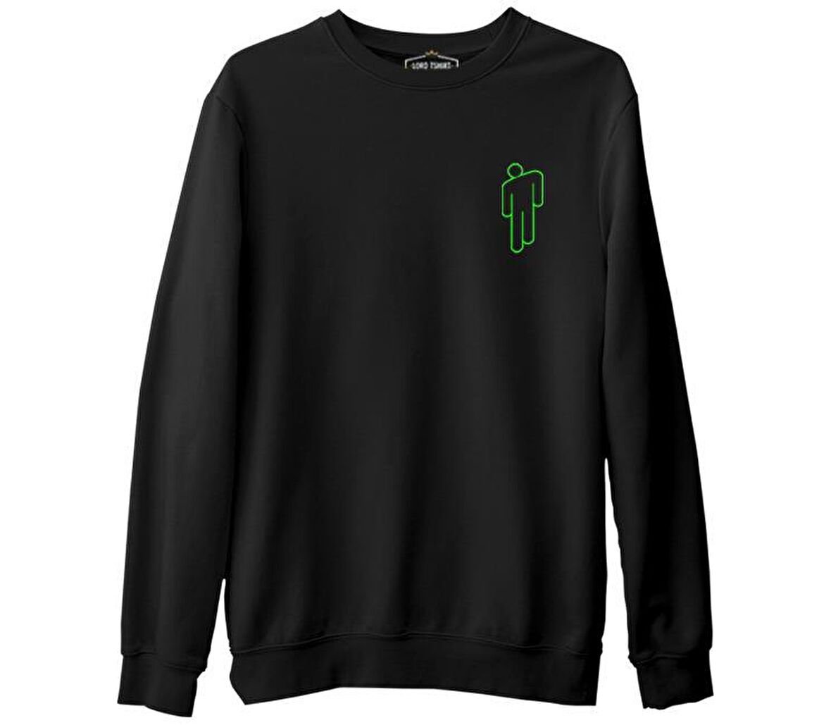 Billie Eilish - Blohsh Logo Siyah Erkek Kalın Sweatshirt