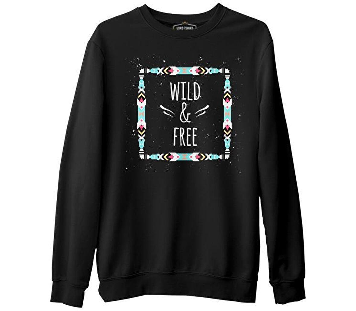 Wild and Free Siyah Erkek Kalın Sweatshirt
