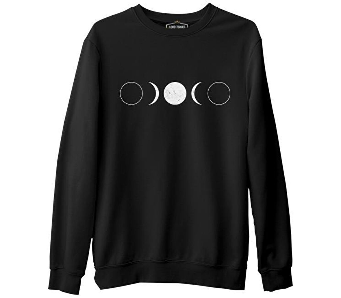 Full Moon Double Half Siyah Erkek Kalın Sweatshirt