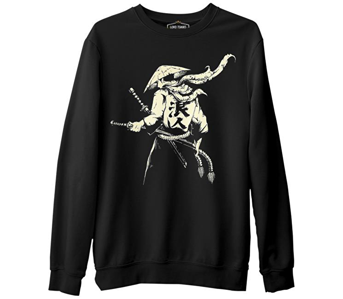 Samuray - Sword Siyah Erkek Kalın Sweatshirt