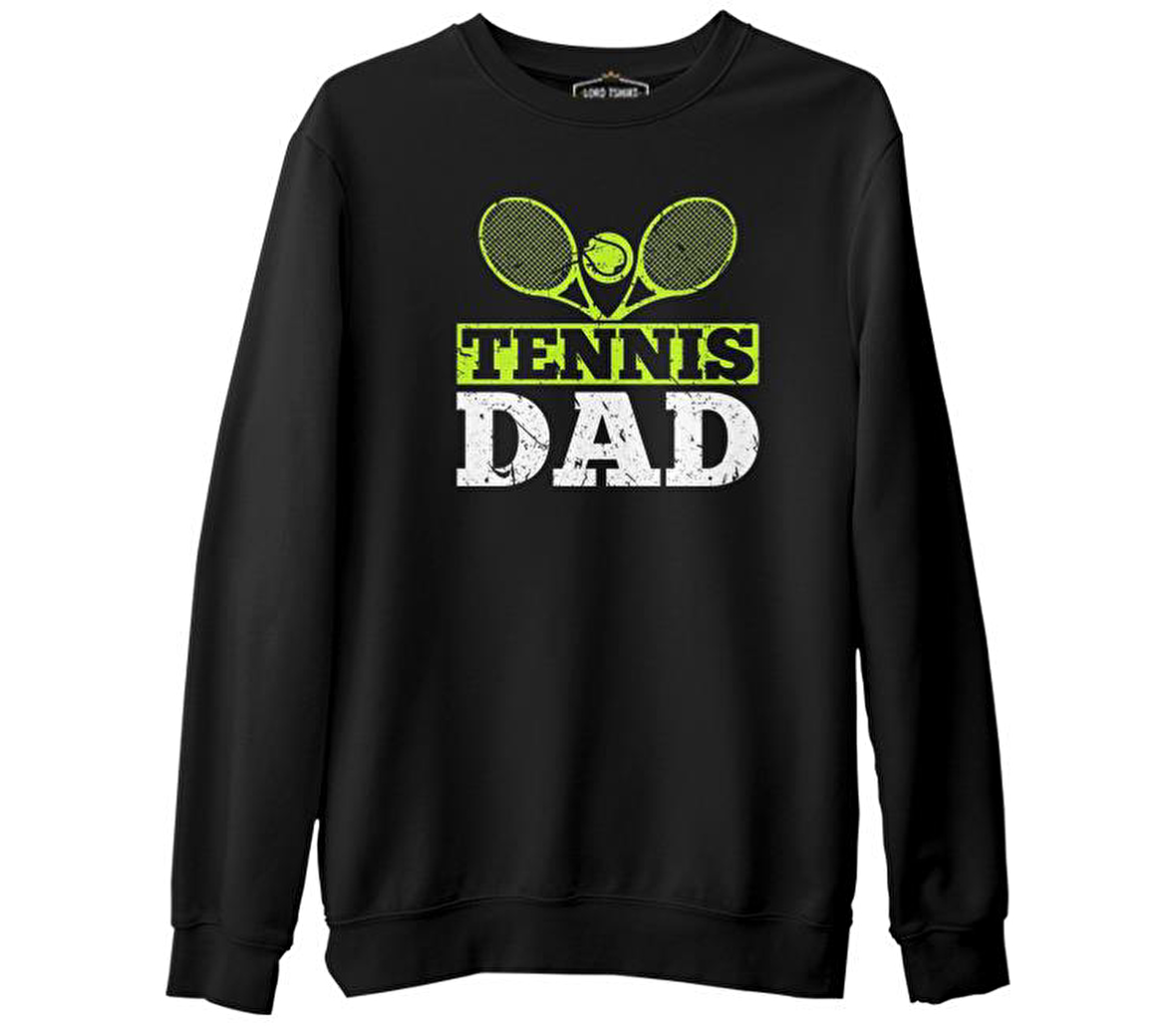 Tenis - Baba Siyah Erkek Kalın Sweatshirt