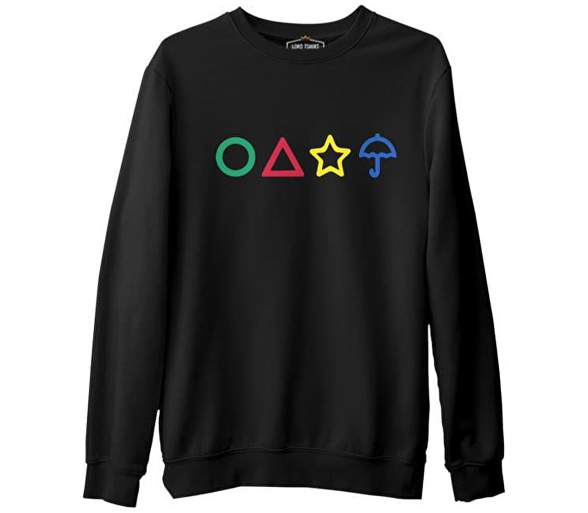 Squid Game -Candy Colours Siyah Erkek Kalın Sweatshirt