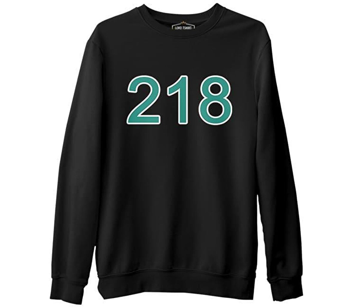 Squid Game-Number 218 Siyah Erkek Kalın Sweatshirt