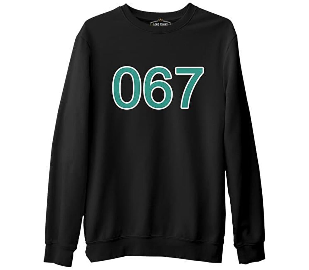 Squid Game-Number 067 Siyah Erkek Kalın Sweatshirt