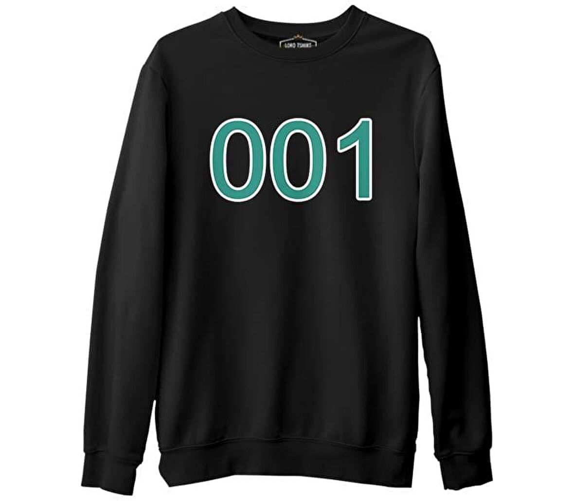 Squid Game-Number 001 Siyah Erkek Kalın Sweatshirt