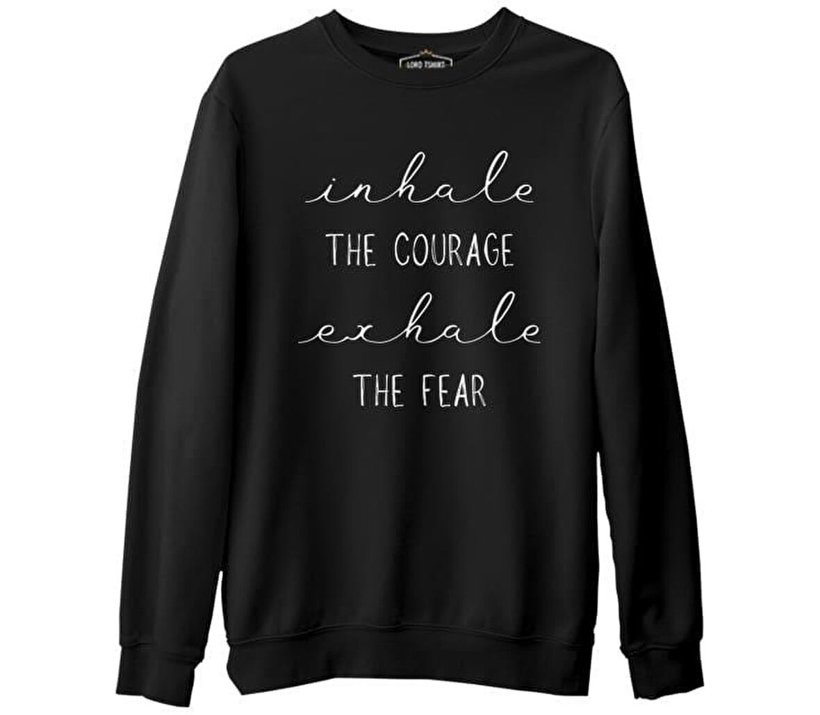 Yoga - Exhale the Fear Siyah Erkek Kalın Sweatshirt