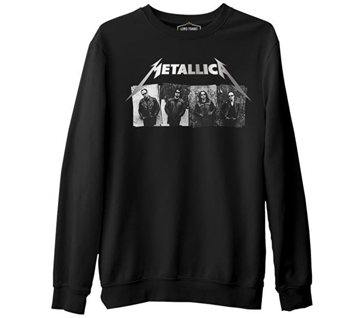 Metallica - Grup Elemanları Wall Siyah Erkek Kalın Sweatshirt