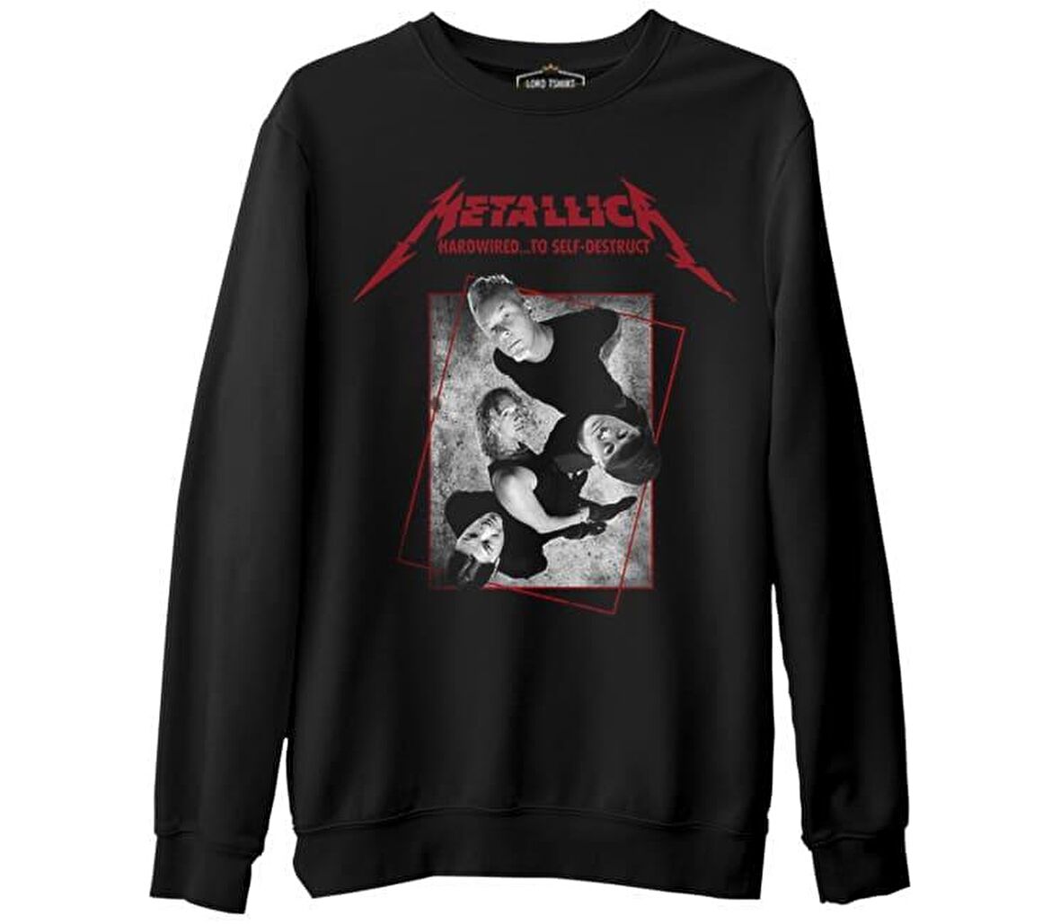 Metallica - Grup Elemanları High Siyah Erkek Kalın Sweatshirt