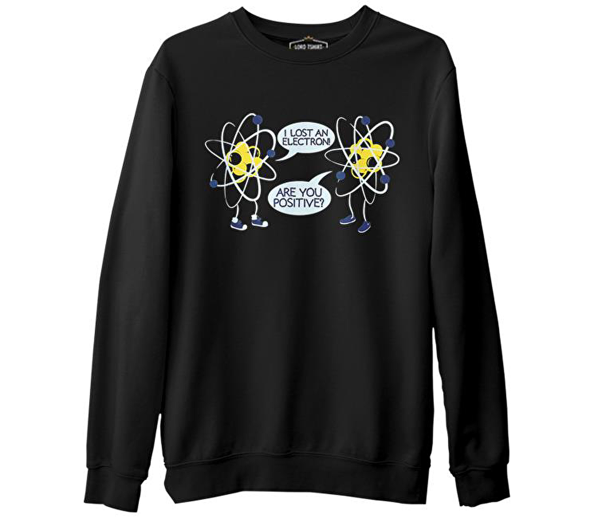 Okul ve Bilim - Fizik ve Elektron Siyah Erkek Kalın Sweatshirt