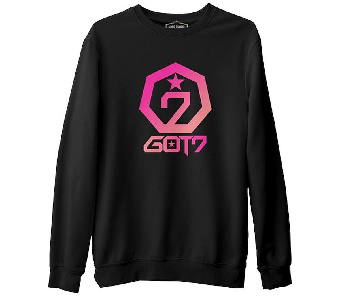 GOT7 - Logo Star Siyah Erkek Kalın Sweatshirt