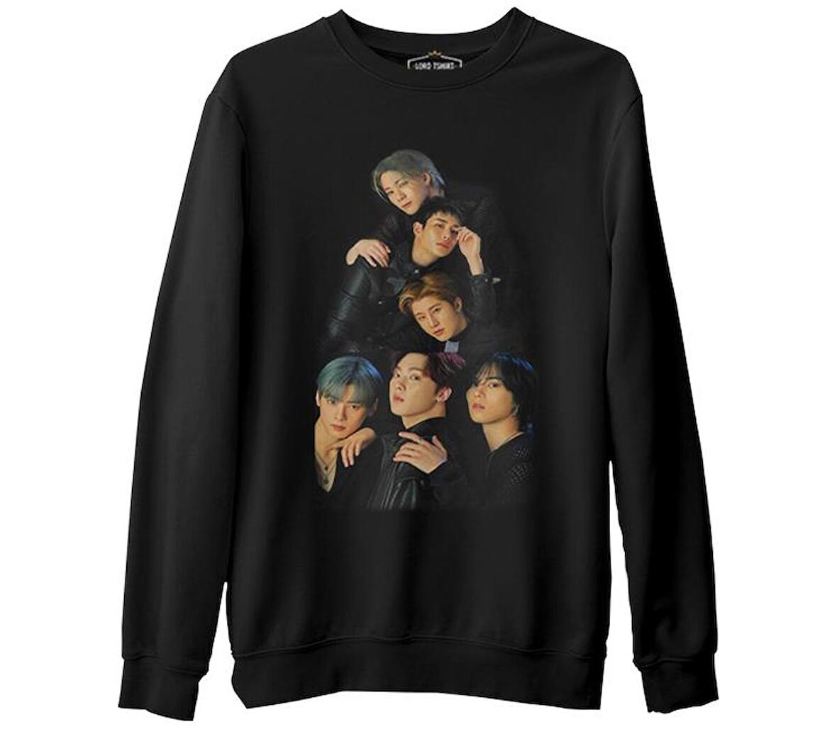 Super M - Group Siyah Erkek Kalın Sweatshirt