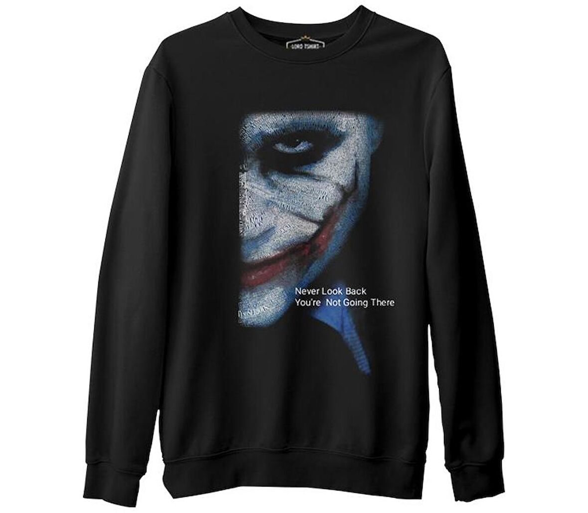 Joker - Never Look Back Siyah Erkek Kalın Sweatshirt