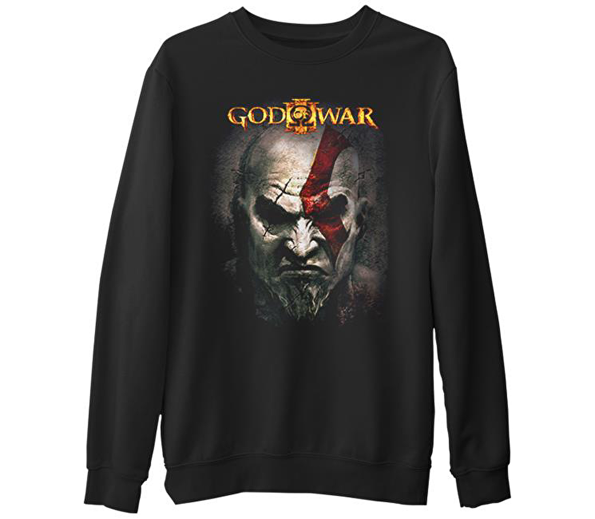 God of War 2  Siyah Erkek Kalın Sweatshirt