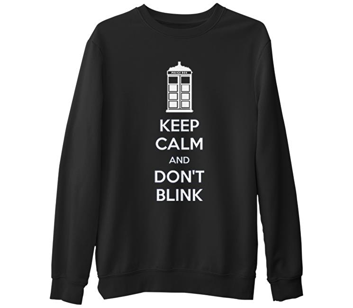 Doctor Who - Don't Blink  Siyah Erkek Kalın Sweatshirt