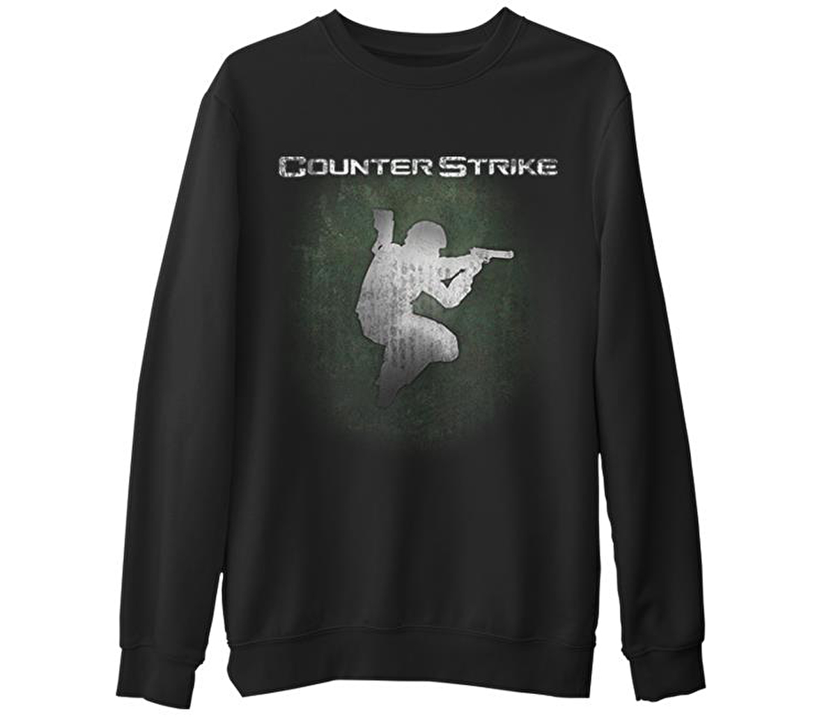 Counter Strike  Siyah Erkek Kalın Sweatshirt