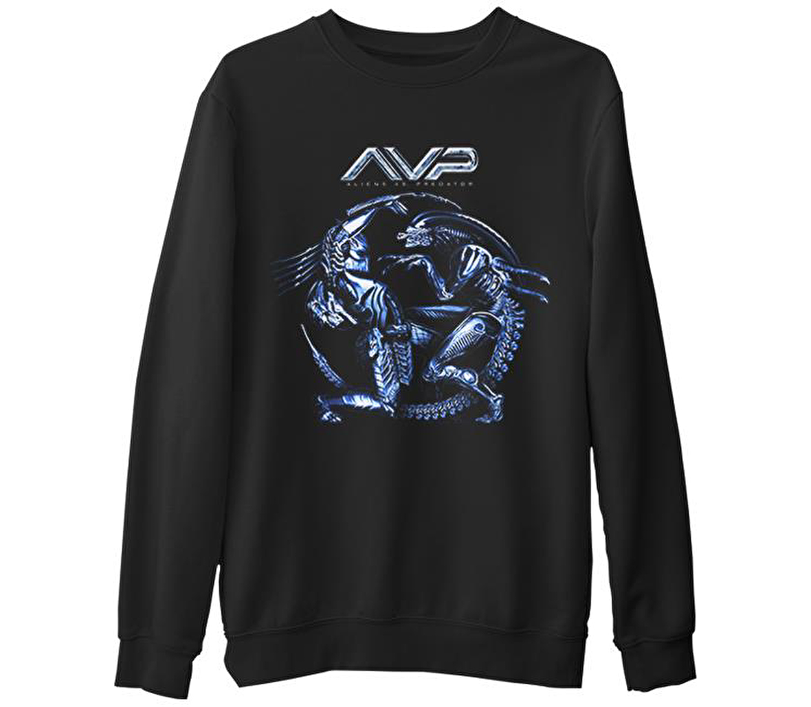 Alien vs Predator  Siyah Erkek Kalın Sweatshirt