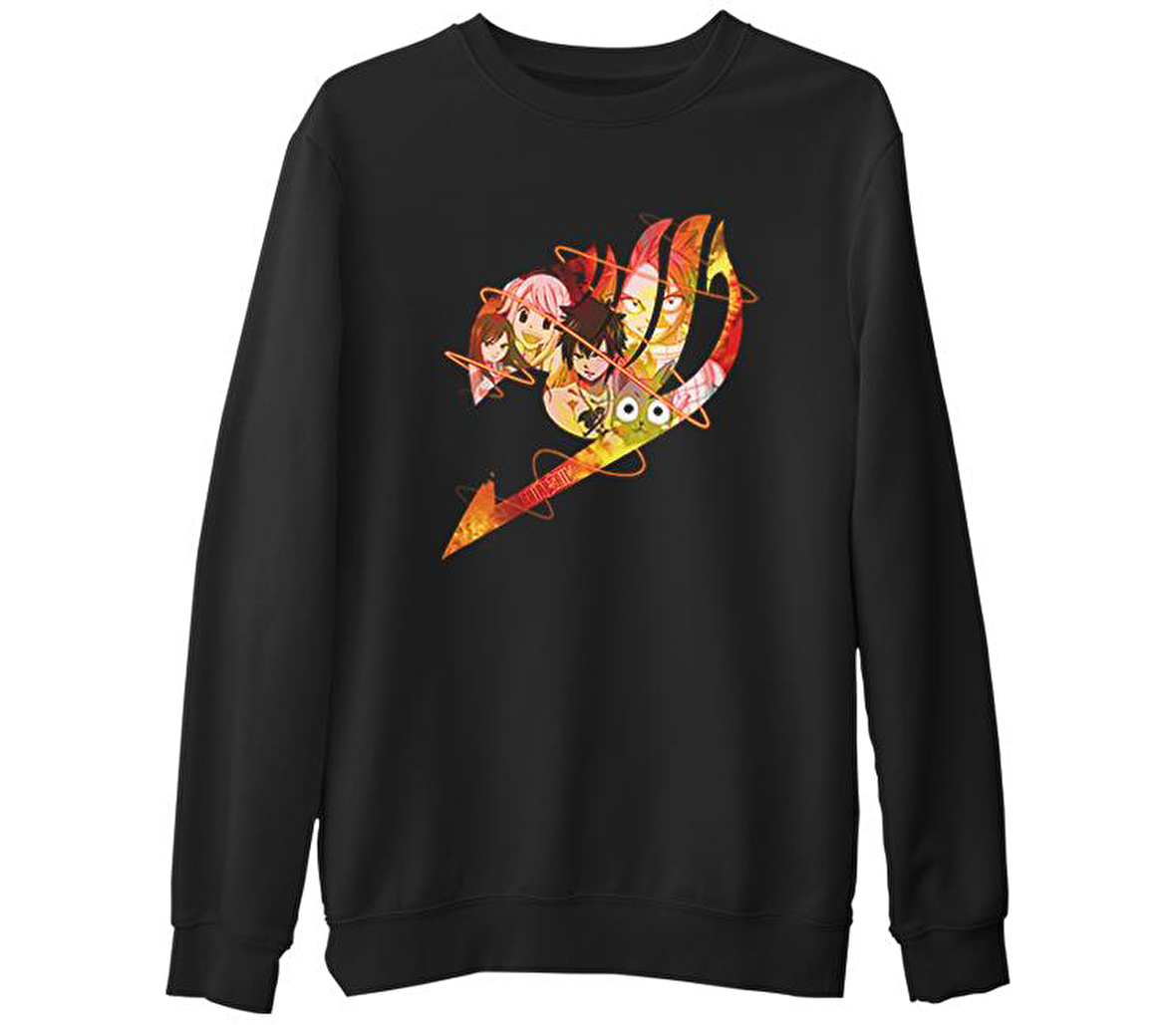 Fairy Tail  Siyah Erkek Kalın Sweatshirt