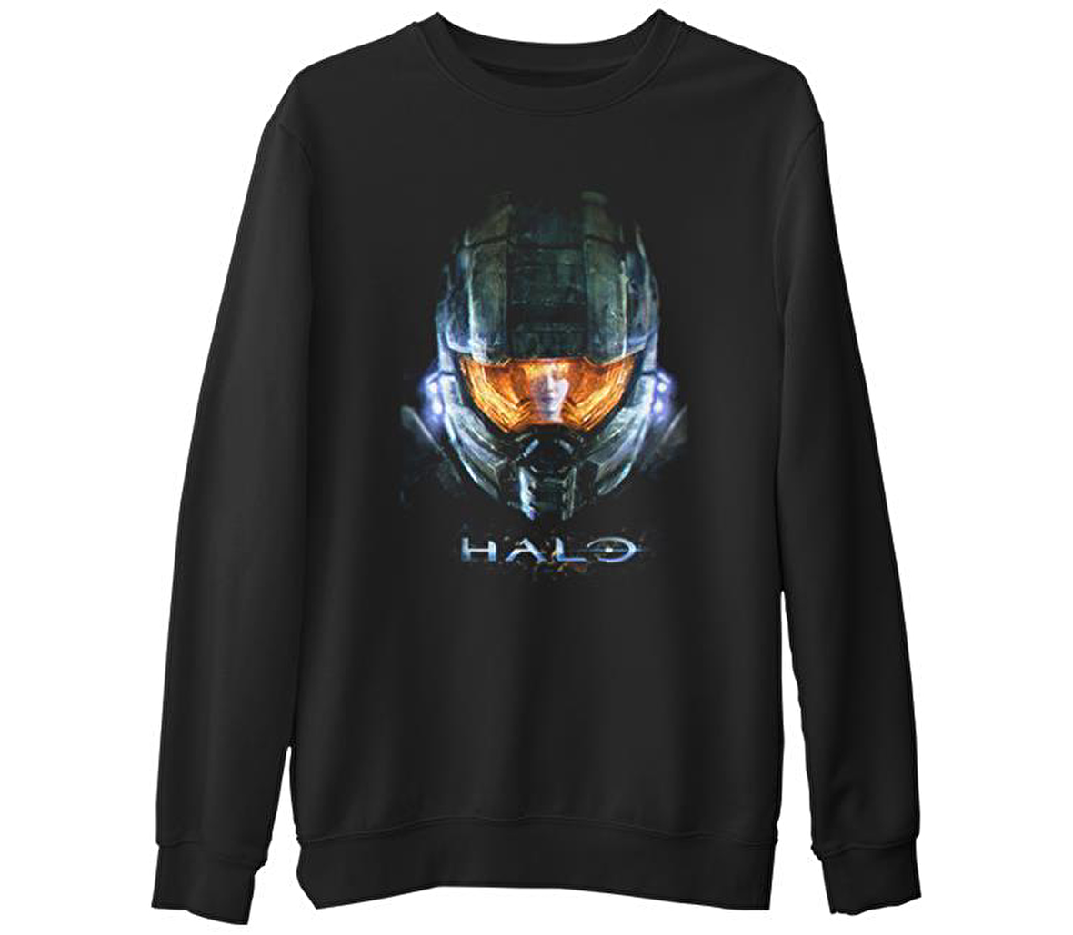 Halo  Siyah Erkek Kalın Sweatshirt