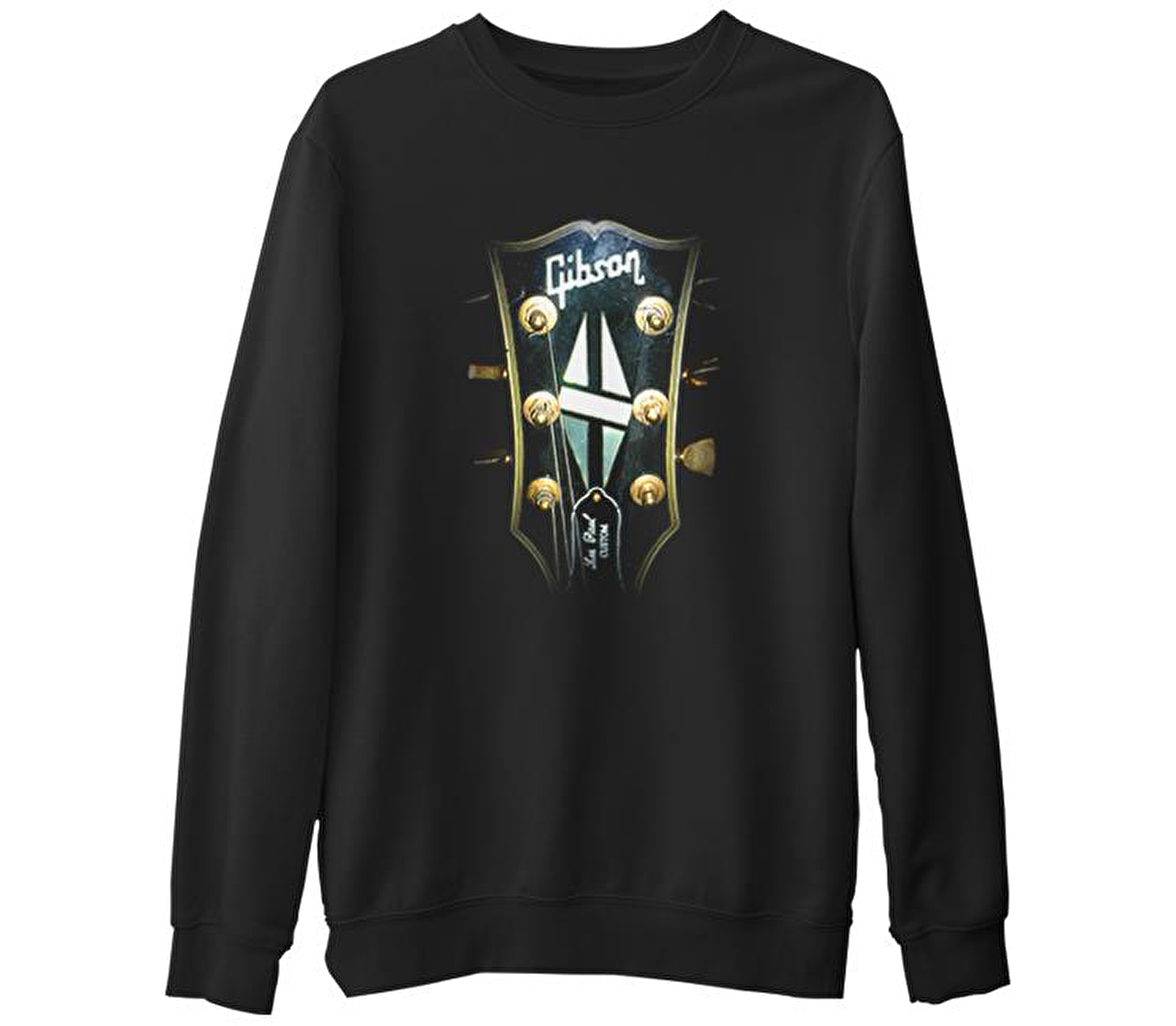 Gitar - Gibson 2  Siyah Erkek Kalın Sweatshirt