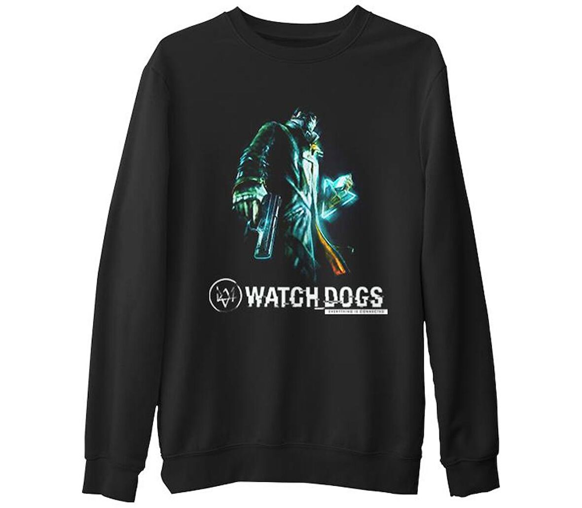Watch Dogs  Siyah Erkek Kalın Sweatshirt