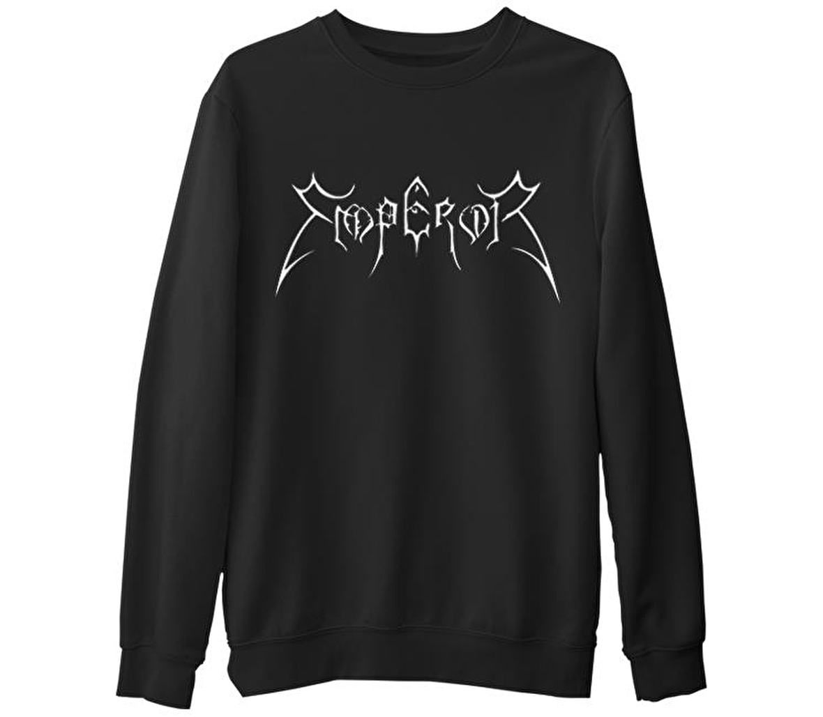 Emperor - Logo  Siyah Erkek Kalın Sweatshirt
