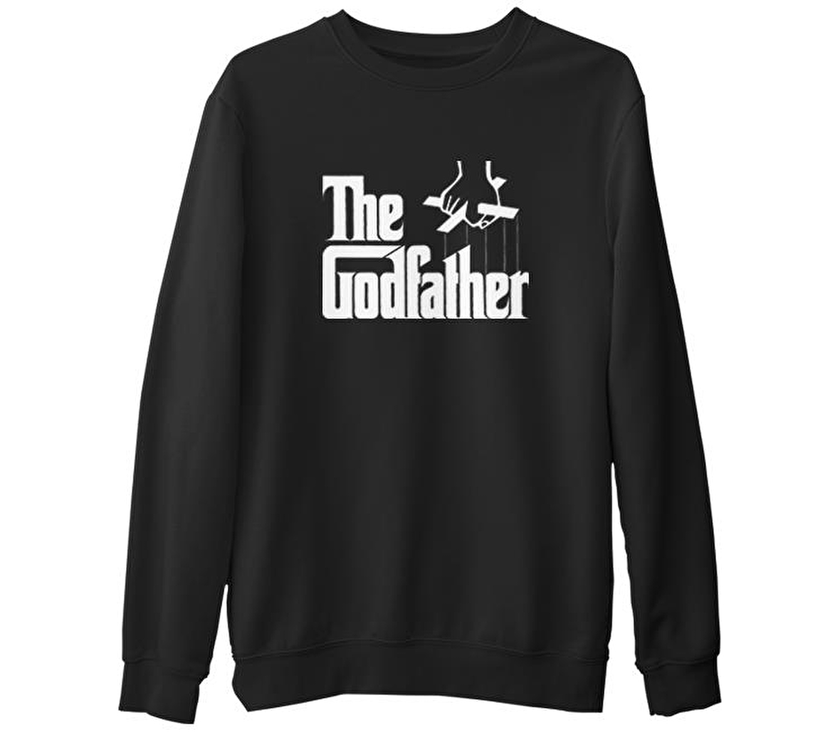 The Godfather - Logo  Siyah Erkek Kalın Sweatshirt