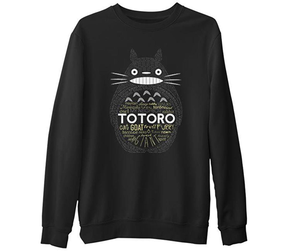 Totoro  Siyah Erkek Kalın Sweatshirt