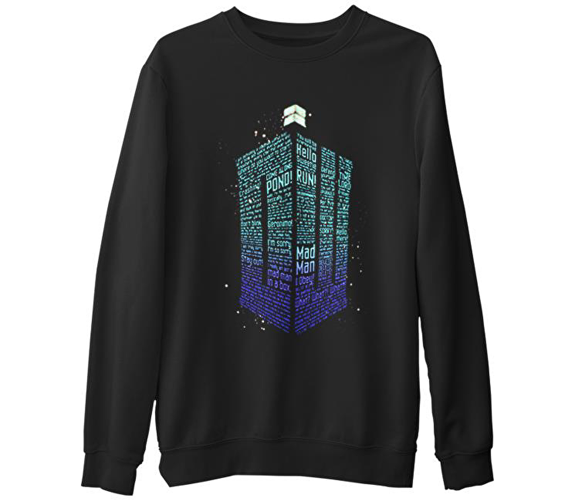 Dr.Who - Bow Ties  Siyah Erkek Kalın Sweatshirt