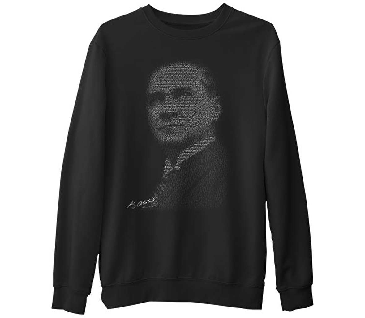 Atatürk - Gençliğe Hitabe  Siyah Erkek Kalın Sweatshirt