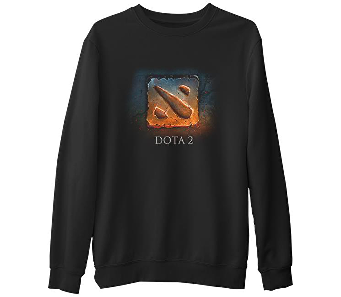 Dota 2 - Logo1  Siyah Erkek Kalın Sweatshirt