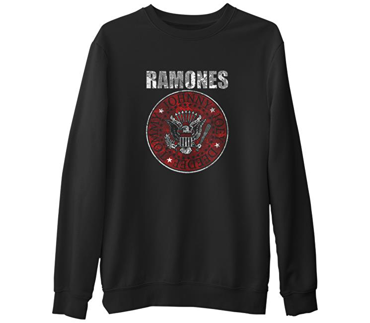 Ramones  Siyah Erkek Kalın Sweatshirt