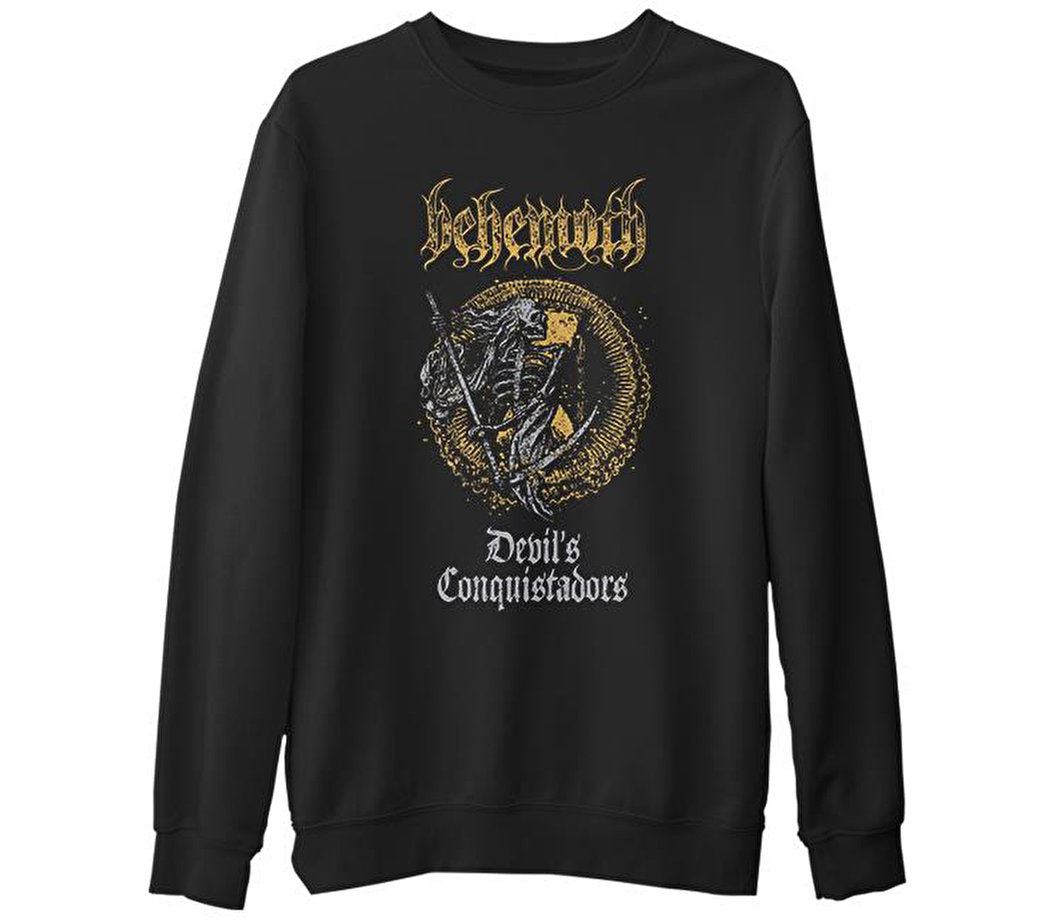Behemoth - Devil's Conquistadors   Siyah Erkek Kalın Sweatshirt