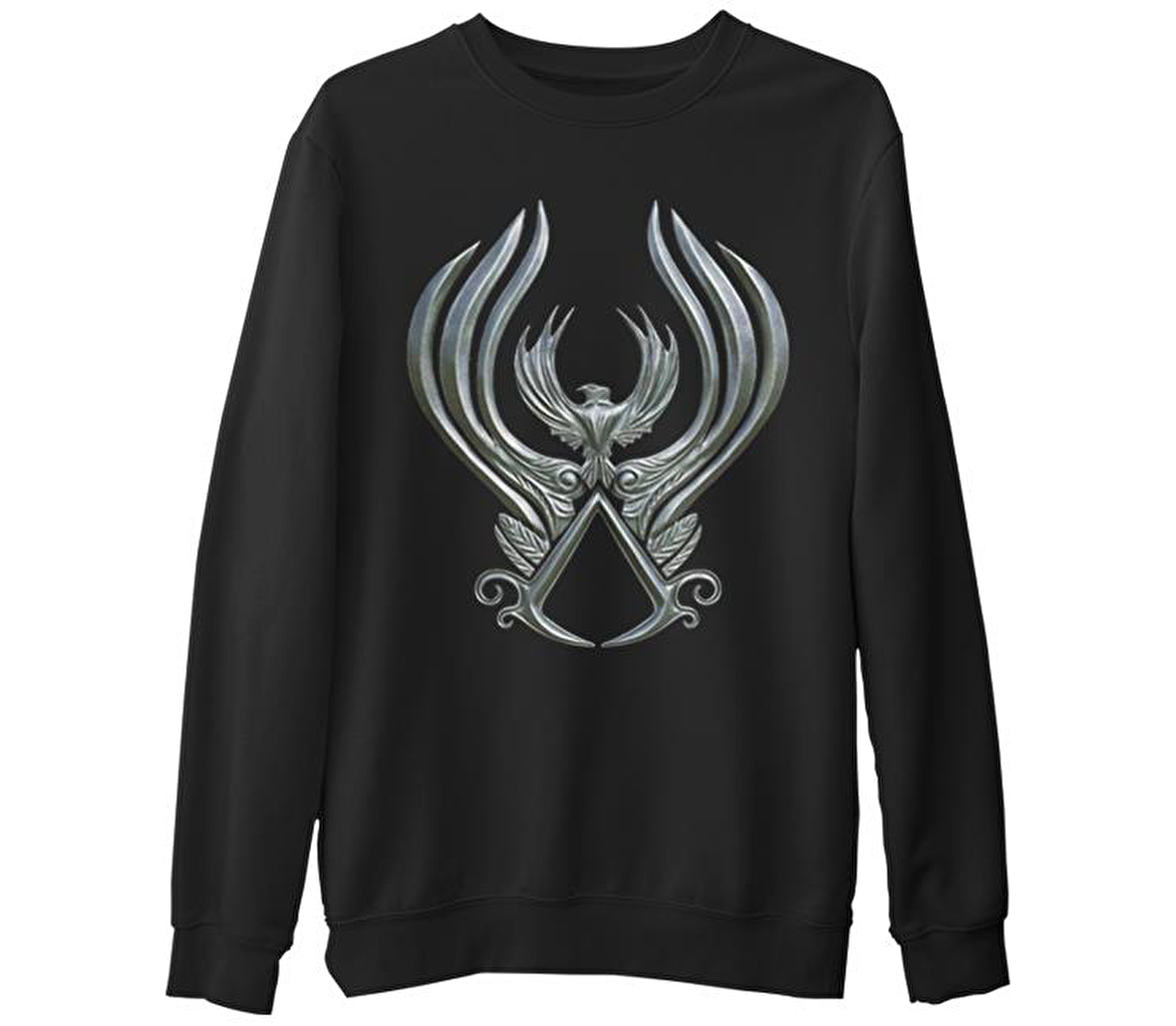 Assassins Creed Wings  Siyah Erkek Kalın Sweatshirt