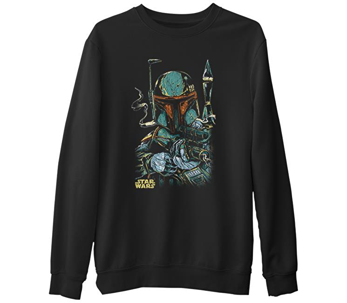 Star Wars - Gun  Siyah Erkek Kalın Sweatshirt