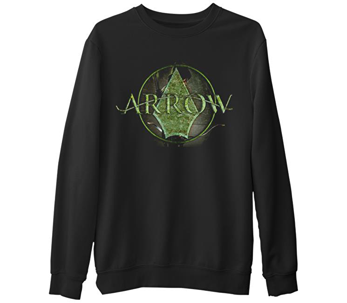 Arrow - Logo  Siyah Erkek Kalın Sweatshirt