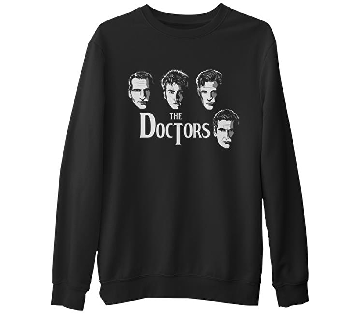 Doctor Who - The Doctors  Siyah Erkek Kalın Sweatshirt