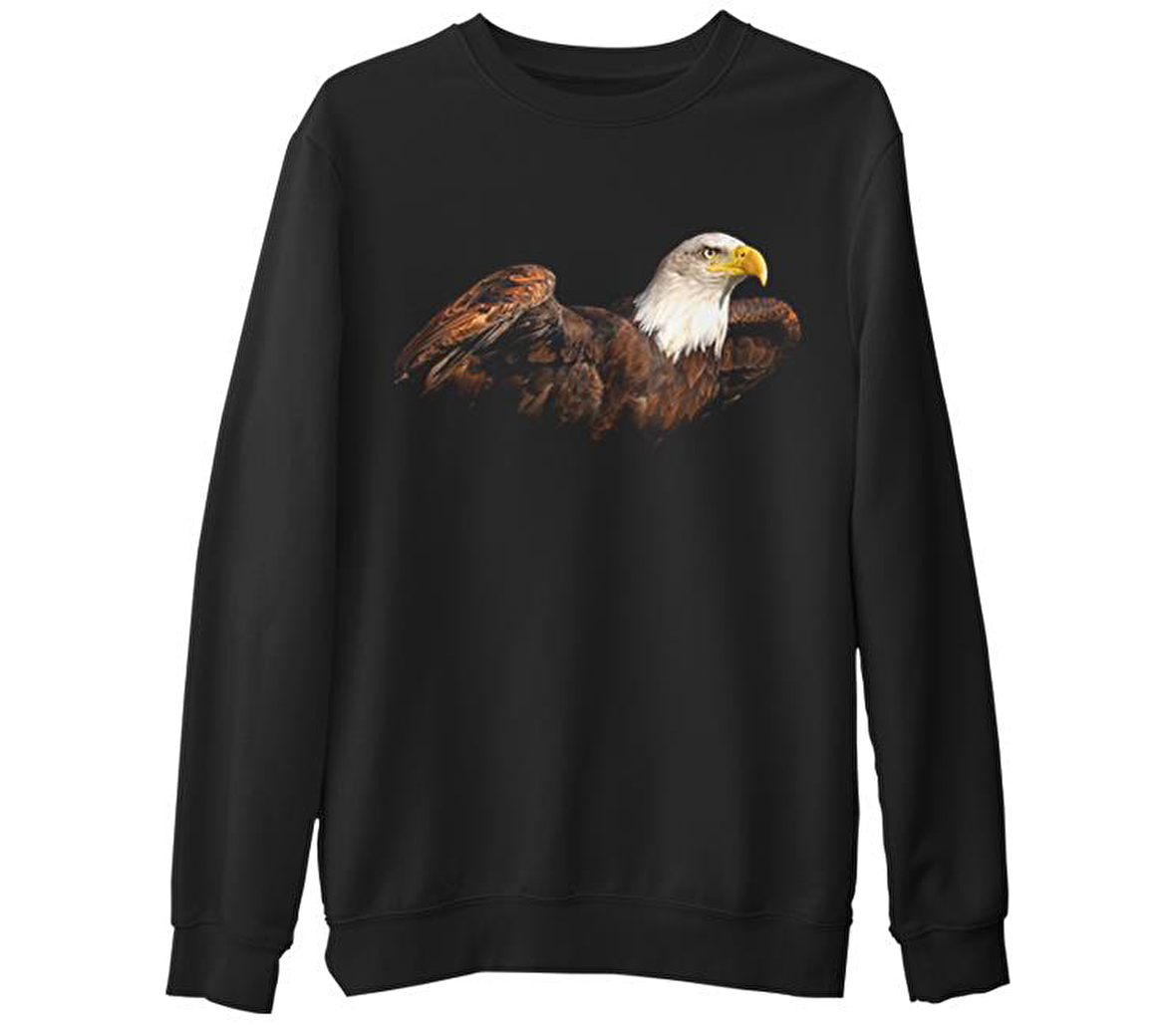 Kartal 2  Siyah Erkek Kalın Sweatshirt