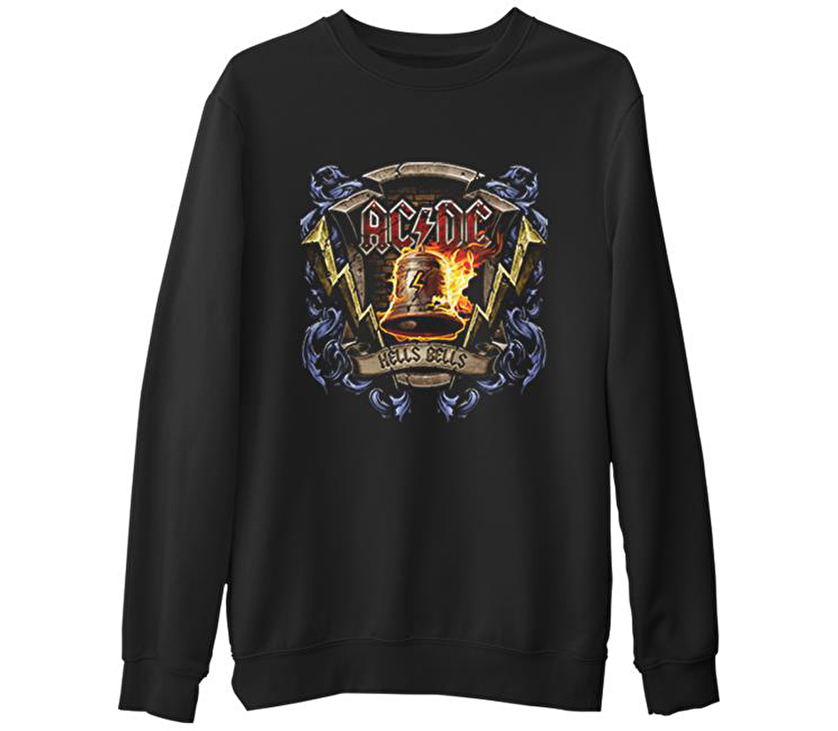 AC DC Hells Bells  Siyah Erkek Kalın Sweatshirt