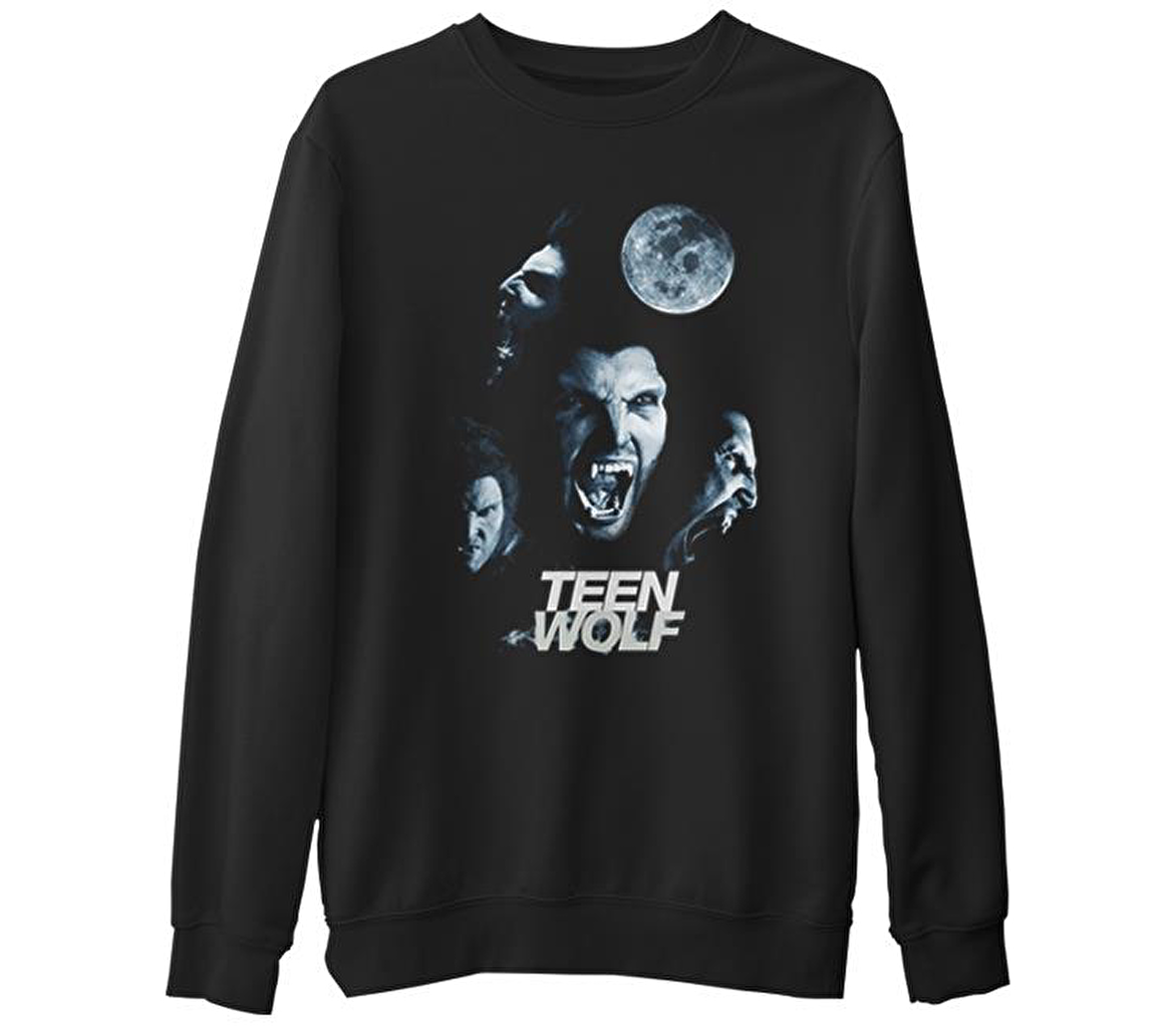 Teen Wolf  Siyah Erkek Kalın Sweatshirt