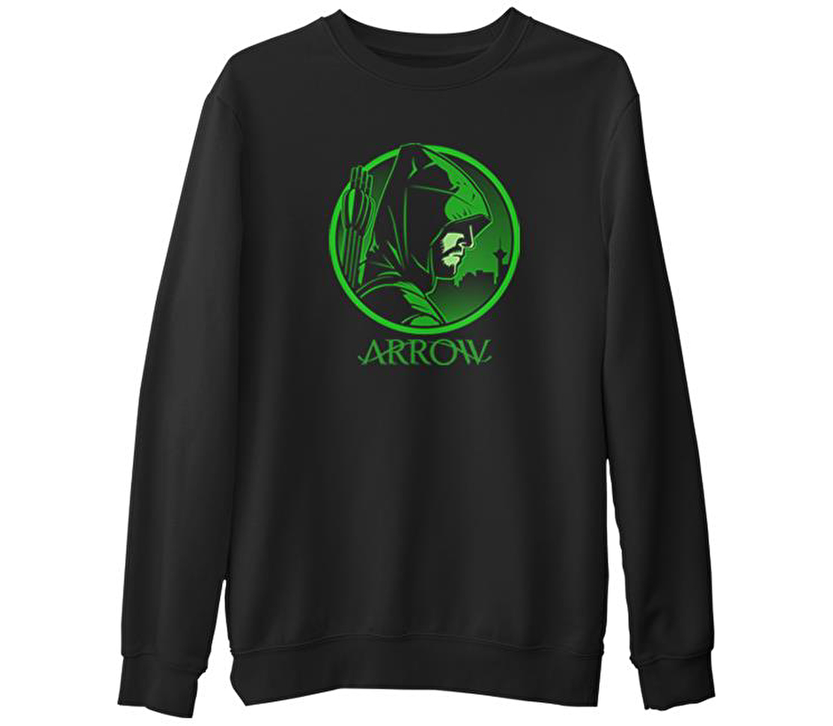 Arrow III Siyah Erkek Kalın Sweatshirt