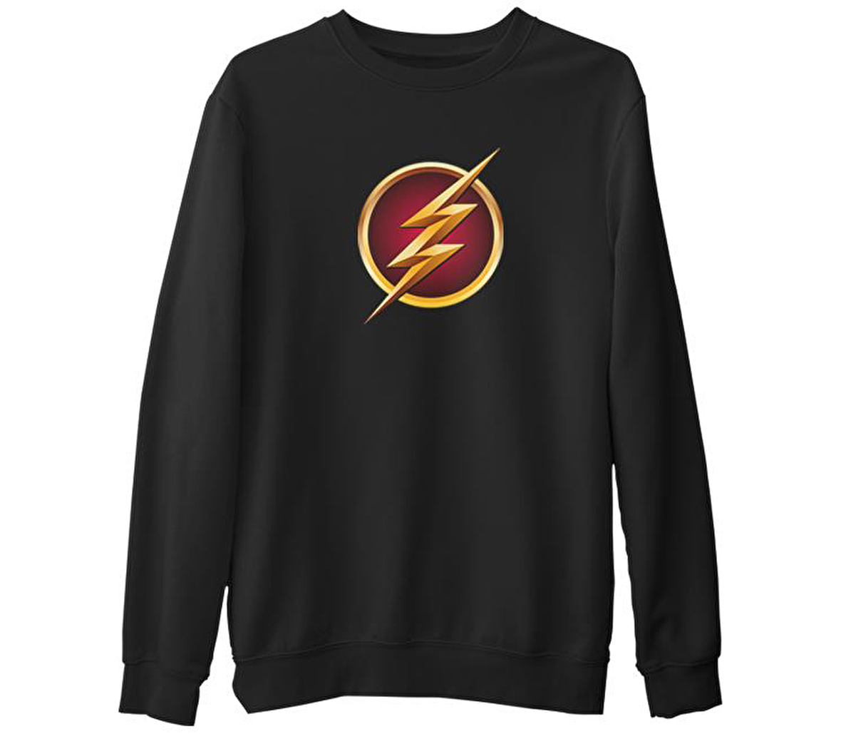 Flash  Siyah Erkek Kalın Sweatshirt