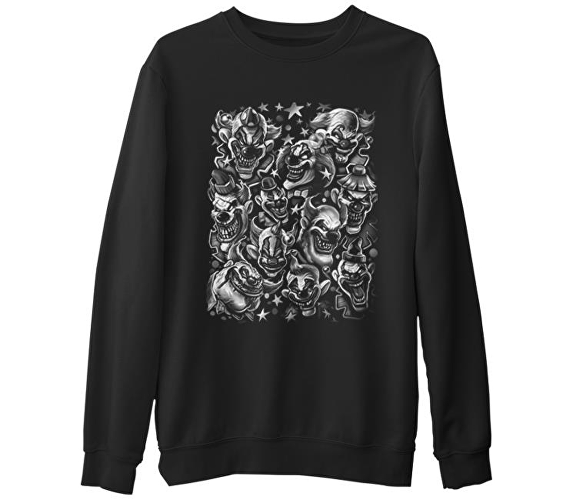 Clown  Siyah Erkek Kalın Sweatshirt