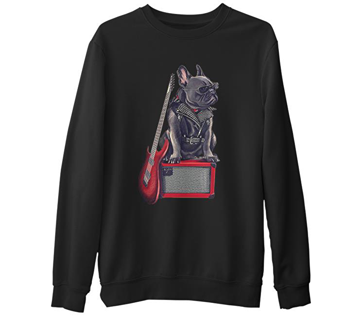 Rocker Dog  Siyah Erkek Kalın Sweatshirt