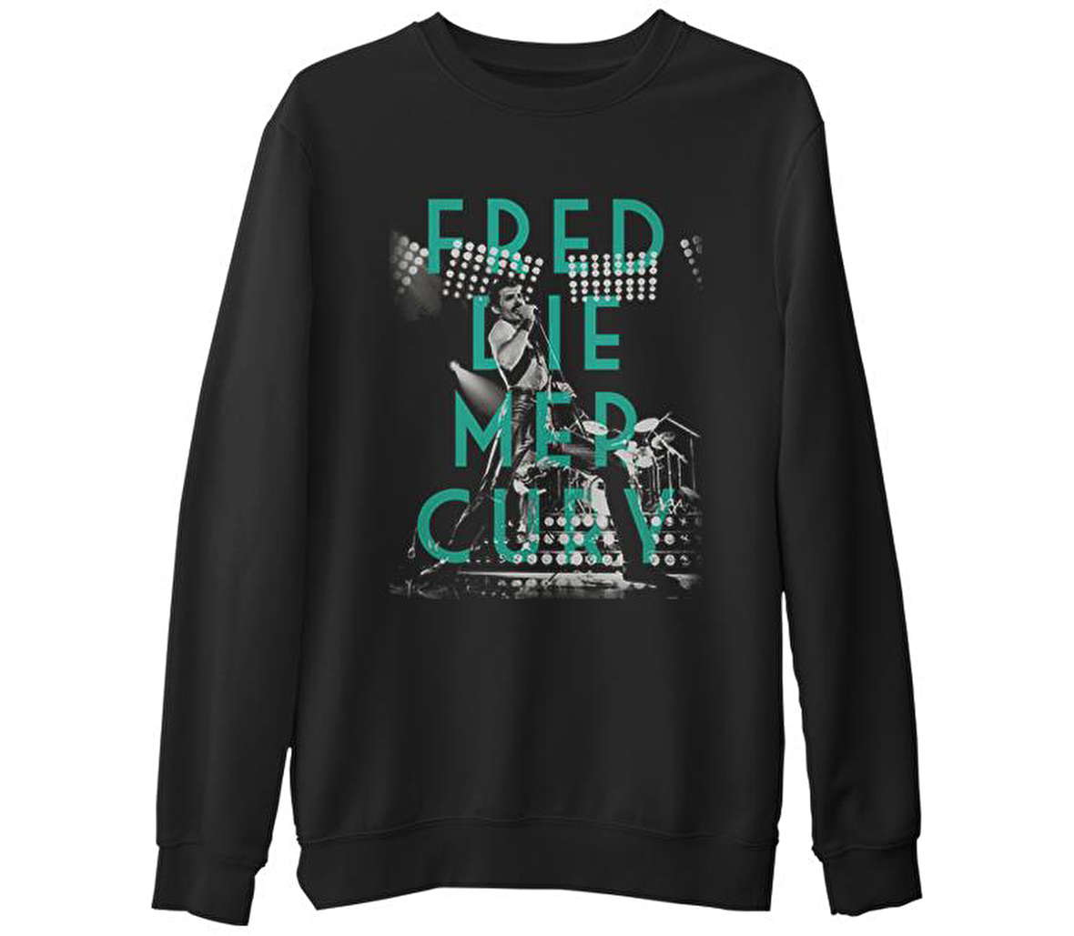 Freddie Mercury  Siyah Erkek Kalın Sweatshirt