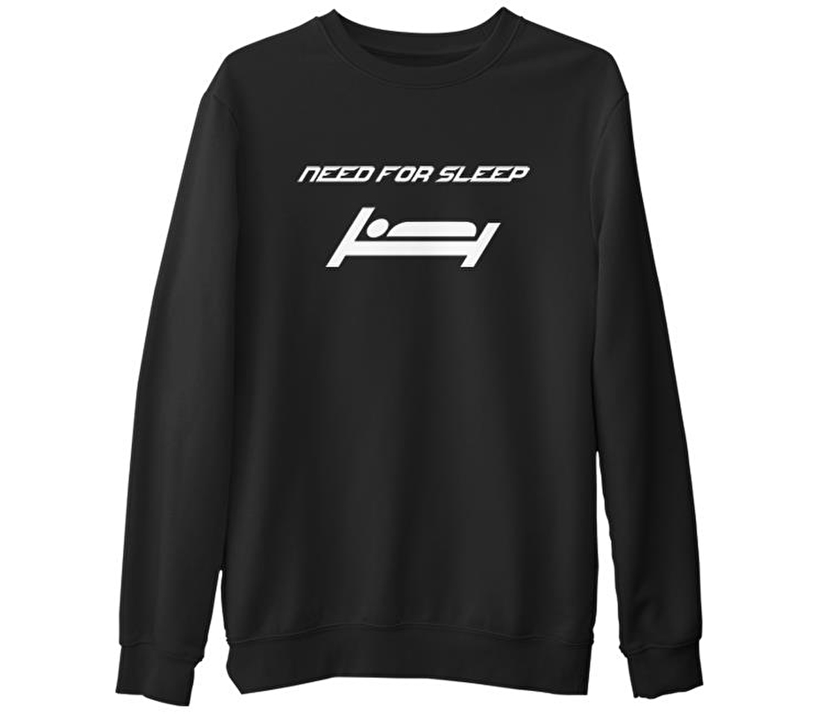 Need for Sleep  Siyah Erkek Kalın Sweatshirt