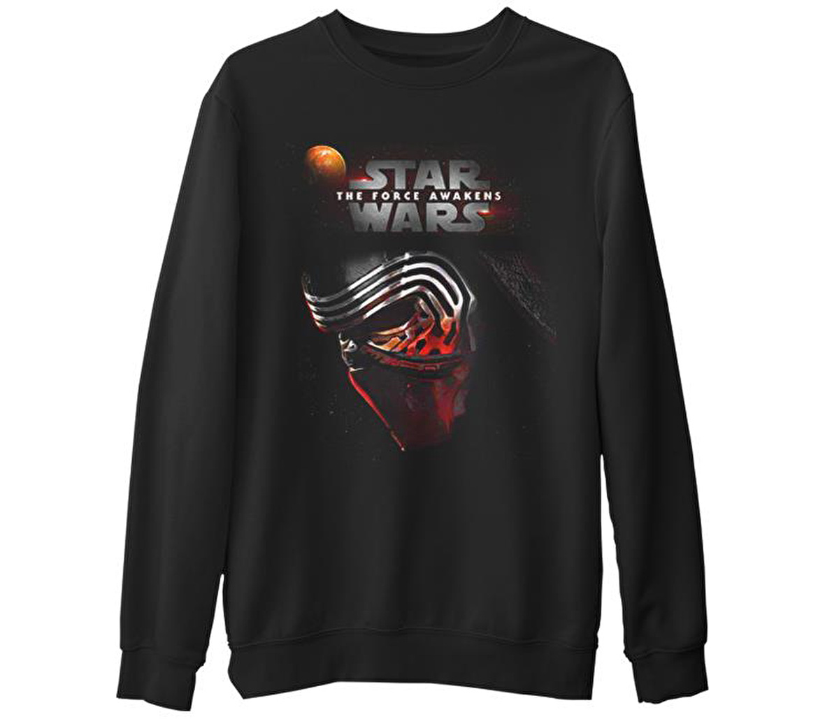 Star Wars - The Force Awakens 8  Siyah Erkek Kalın Sweatshirt