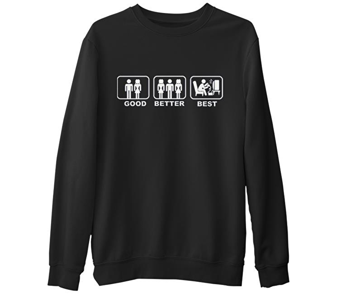 Good Better Best  Siyah Erkek Kalın Sweatshirt