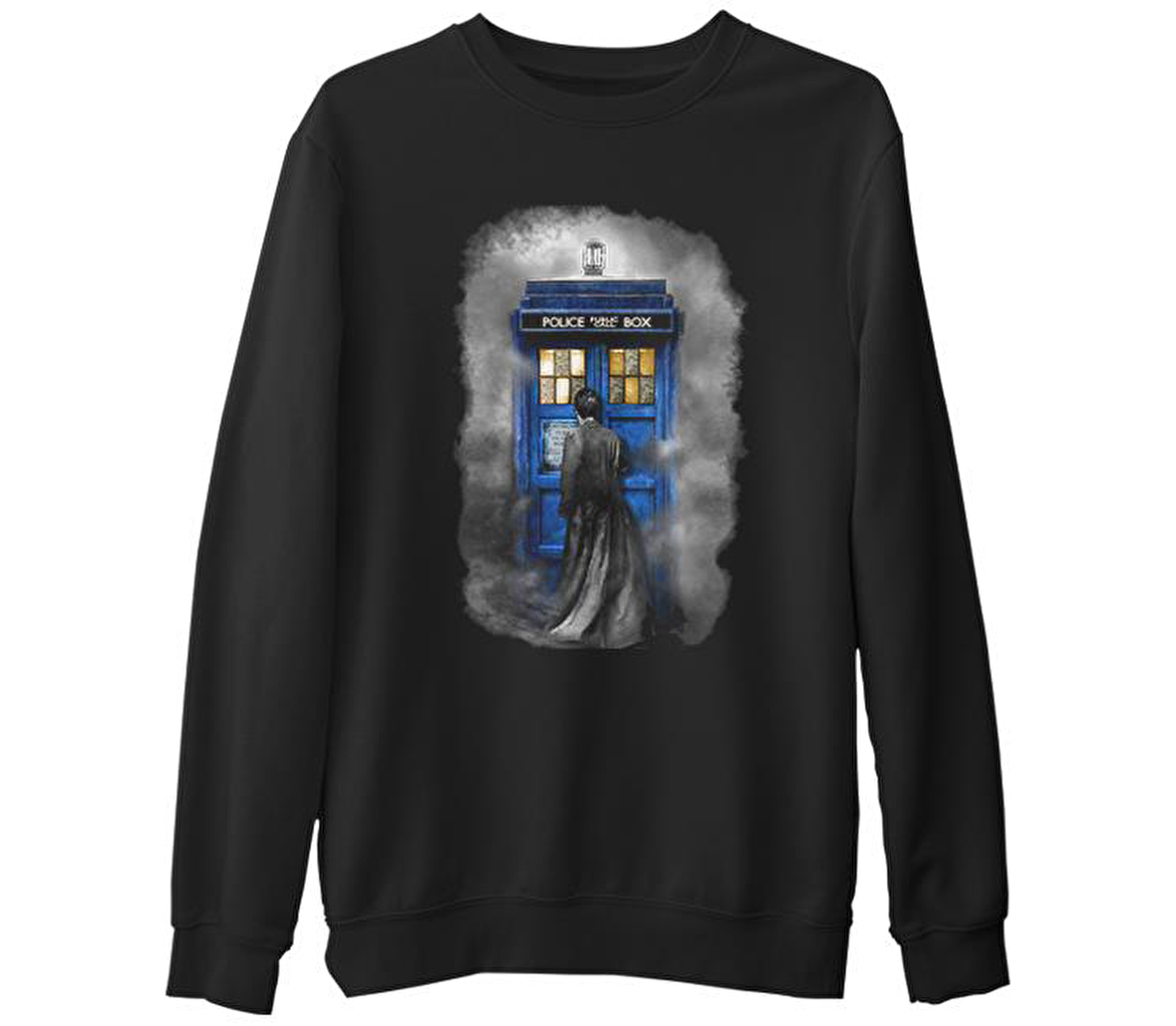 Doctor Who - Tardis  Siyah Erkek Kalın Sweatshirt